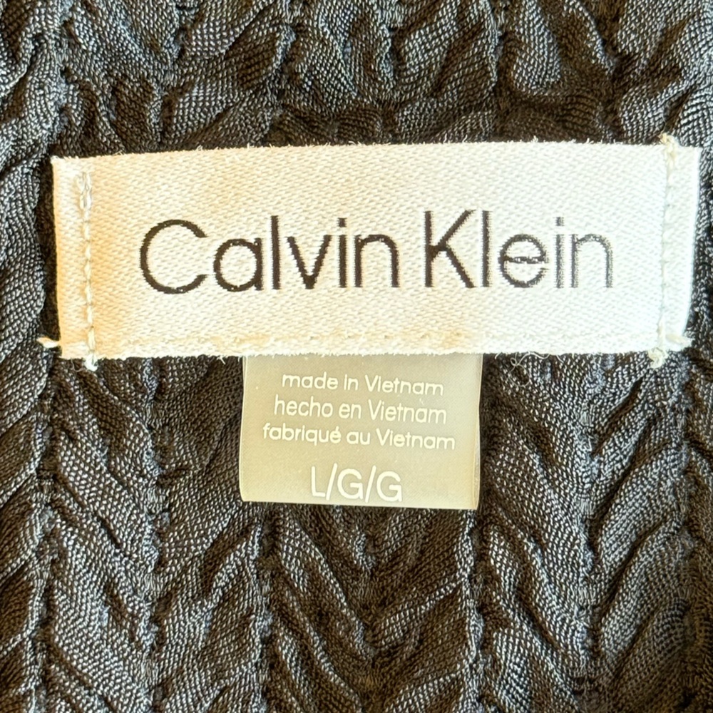 NWT Calvin Klein Textured Knit Crew Neck Cap Sleeve Top in Navy, Size: Large - Picture 10 of 12